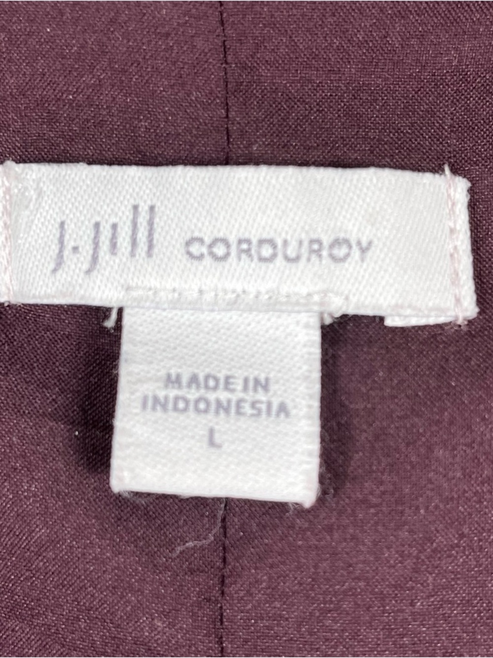 J. Jill Purple Corduroy Coat Hooded Button-Up Long Jacket Velvet Plum Spring - Picture 10 of 11